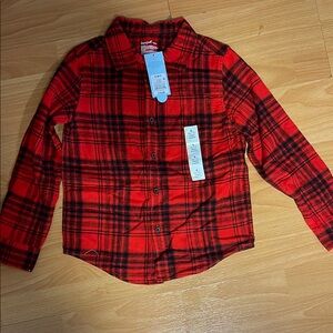 Carter's Red and Black Button Down Flannel Shirt size 6/7 SMALL Unisex